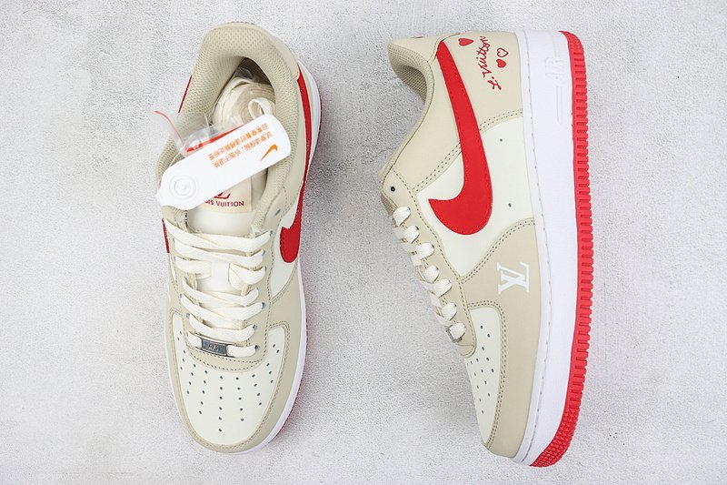 Louis Vuitton x Nike Air Force 1 Low "Beige/Red" фото № 7