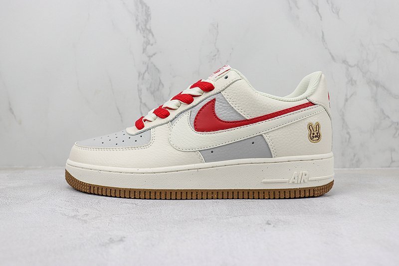 Nike Air Force 1 Low "Double Swoosh/Cream White/Red/Grey" фото № 2