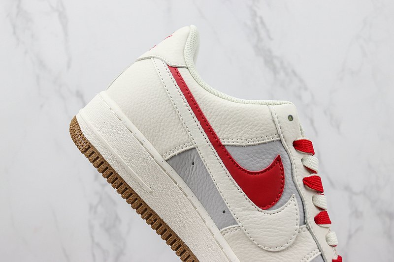 Nike Air Force 1 Low "Double Swoosh/Cream White/Red/Grey" фото № 3