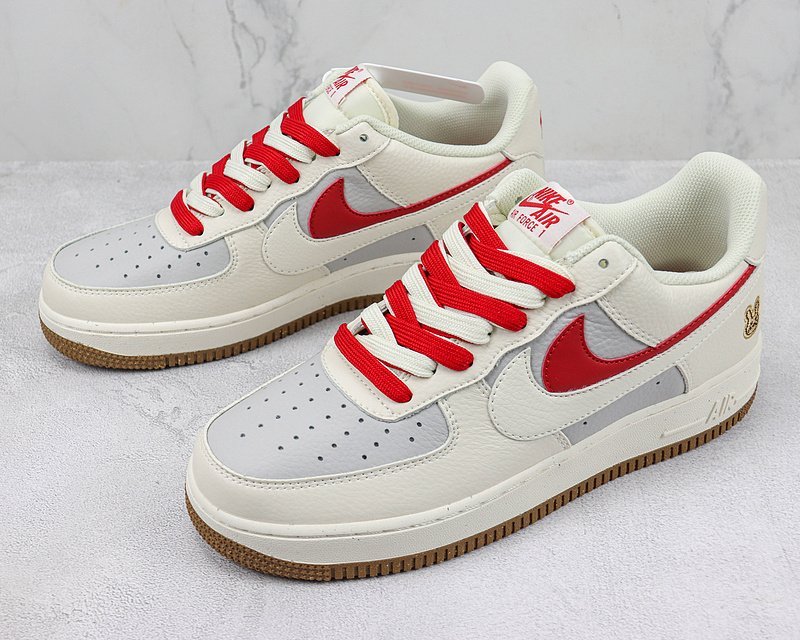 Nike Air Force 1 Low "Double Swoosh/Cream White/Red/Grey" фото № 5
