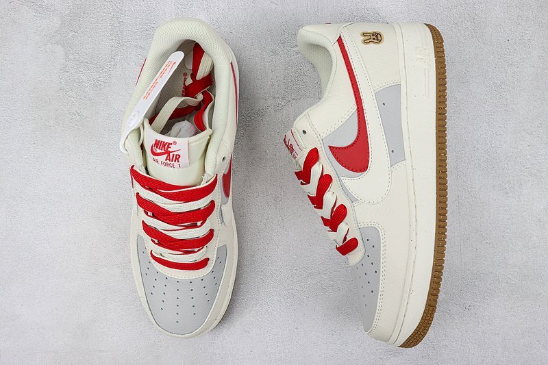 Nike Air Force 1 Low "Double Swoosh/Cream White/Red/Grey" фото № 7