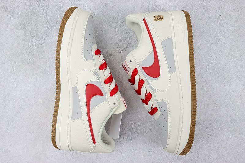 Nike Air Force 1 Low "Double Swoosh/Cream White/Red/Grey" фото № 6
