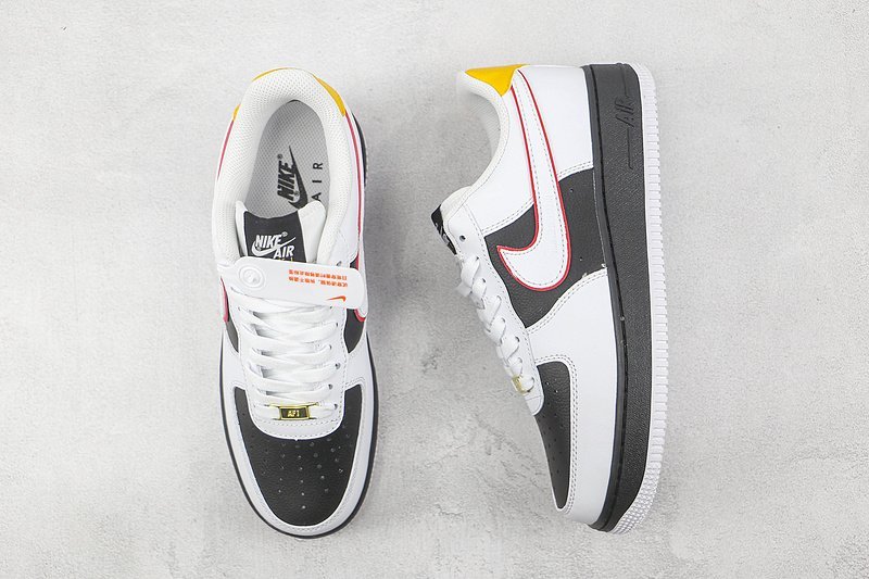 Nike Air Force 1 Low "White/Black/Red Swoosh/Gold" фото № 6