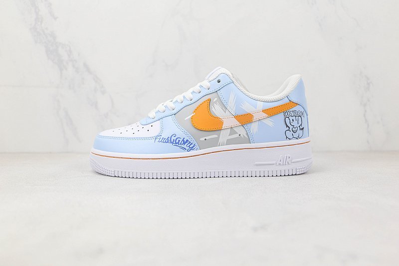 Nike Air Force 1 07 Low "Light Blue/Grey/Orange" фото № 2
