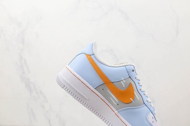 Nike Air Force 1 07 Low "Light Blue/Grey/Orange" фото № 4