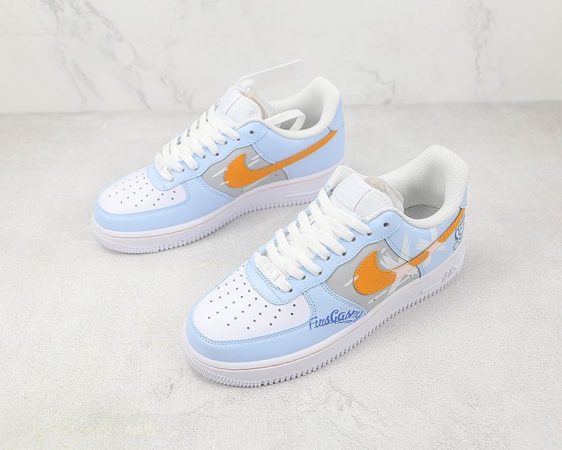 Nike Air Force 1 07 Low "Light Blue/Grey/Orange" фото № 5