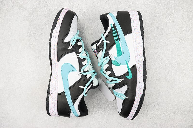 Nike Dunk Low Multi Swoosh "Black/White/Turquoise" фото № 7