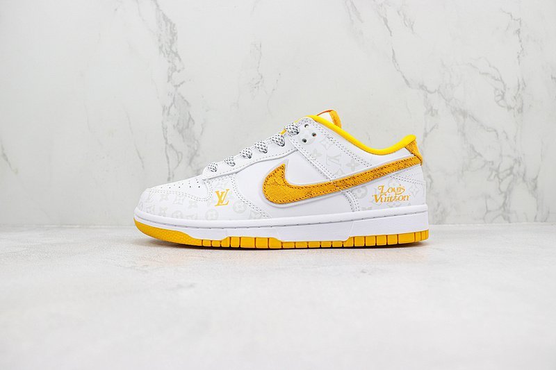 Louis Vuitton x Nike Dunk Low "Yellow/White/Silver" фото № 2