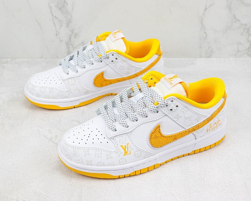 Louis Vuitton x Nike Dunk Low "Yellow/White/Silver" фото № 5