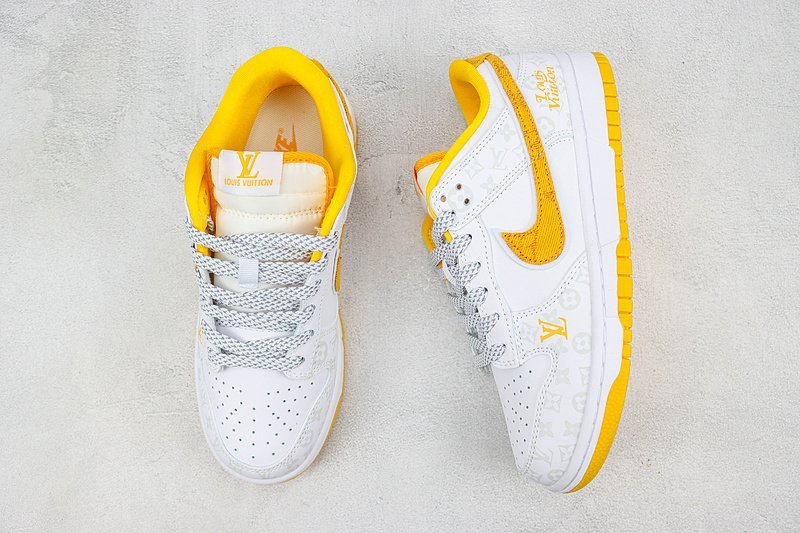 Louis Vuitton x Nike Dunk Low "Yellow/White/Silver" фото № 6