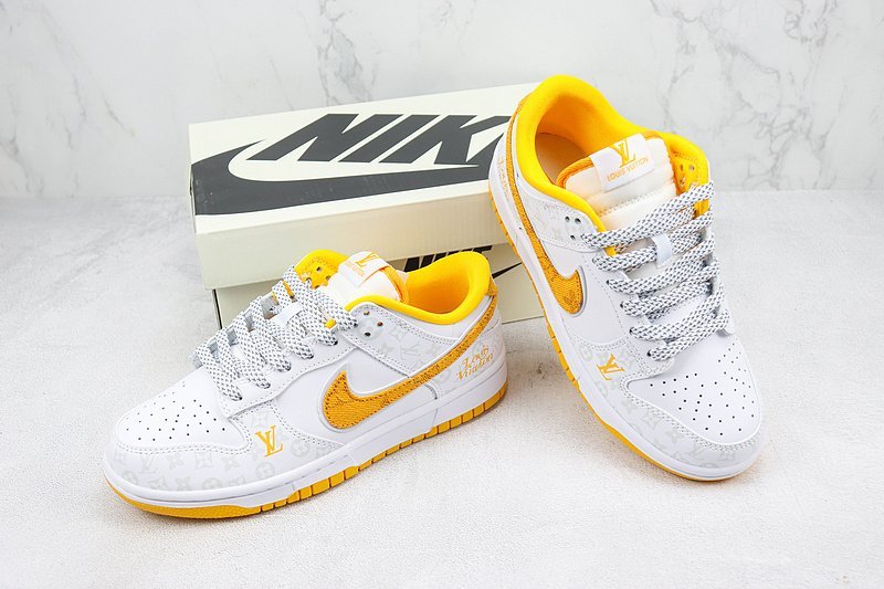 Louis Vuitton x Nike Dunk Low "Yellow/White/Silver" фото № 7