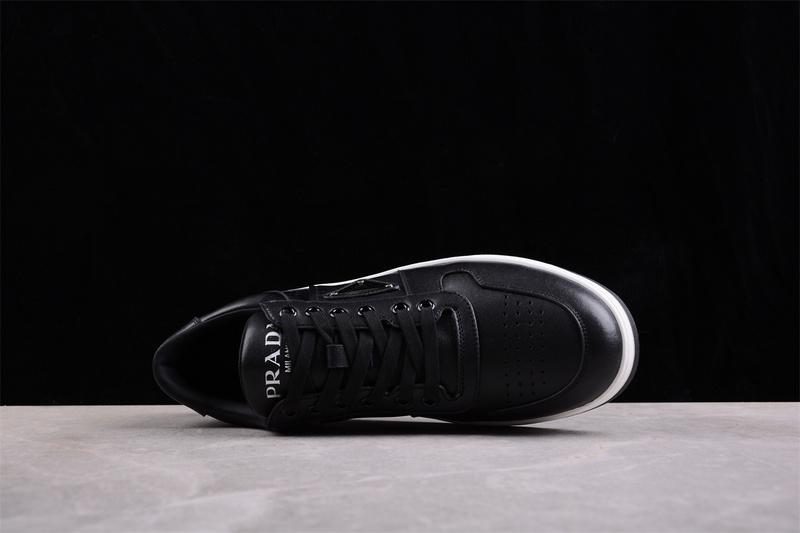 Prada Leather Downtown Triangle Sneakers "Black" фото № 3