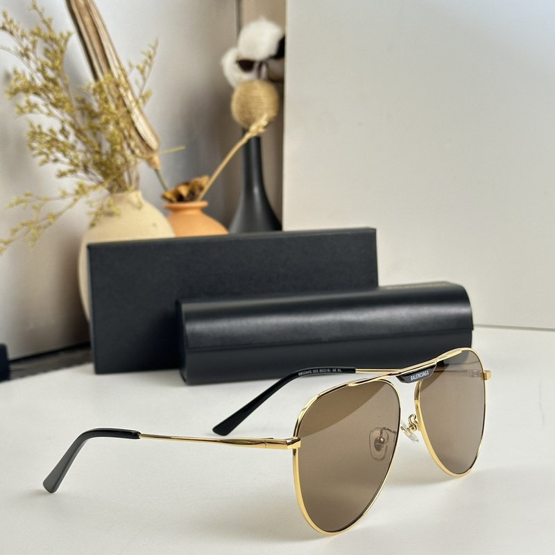 Солнцезащитные очки Balenciaga Aviator Shaped Decorated By Logo On Bridge Of The Nose "Brown/Gold" фото № 2