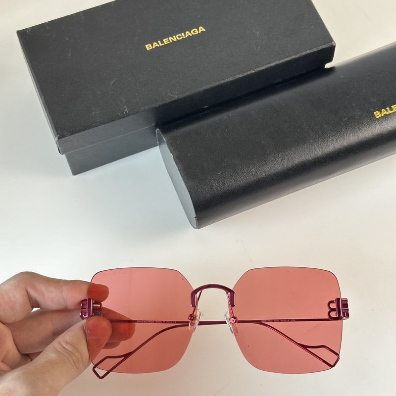 Солнцезащитные очки Balenciaga Rectangle Shape Form And Logo Symbols On Temples "Red" фото № 2