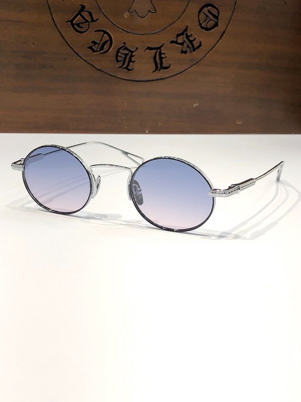 Солнцезащитные очки Chrome Hearts Round Form With Thin Frame "Blue" фото № 2