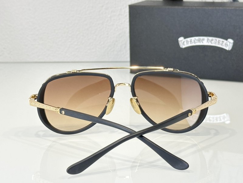 Солнцезащитные очки Chrome Hearts Lenses Connected By Top Line And Temples With Logo "Brown" фото № 3