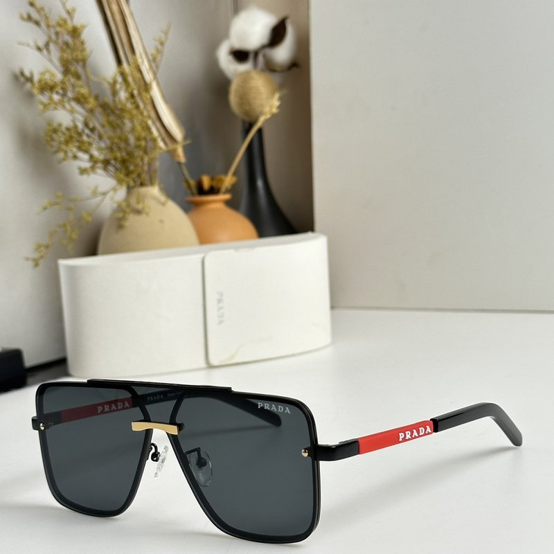 Солнцезащитные очки Prada Frame With Red Rectangle And Logo "Black" фото № 2
