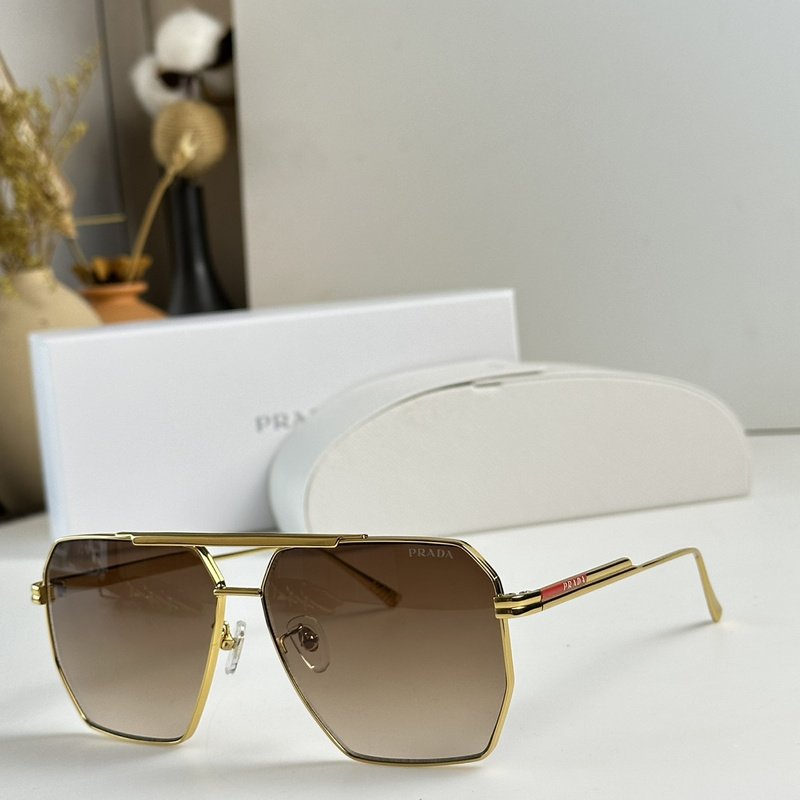 Солнцезащитные очки Prada Hexagon Shaped Thin Frame "Brown" фото № 2