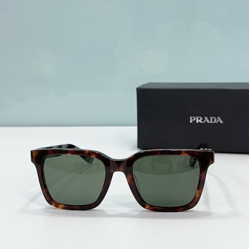Солнцезащитные очки Prada Frame With Small Gold Rectangle "Brown/Green" фото № 2