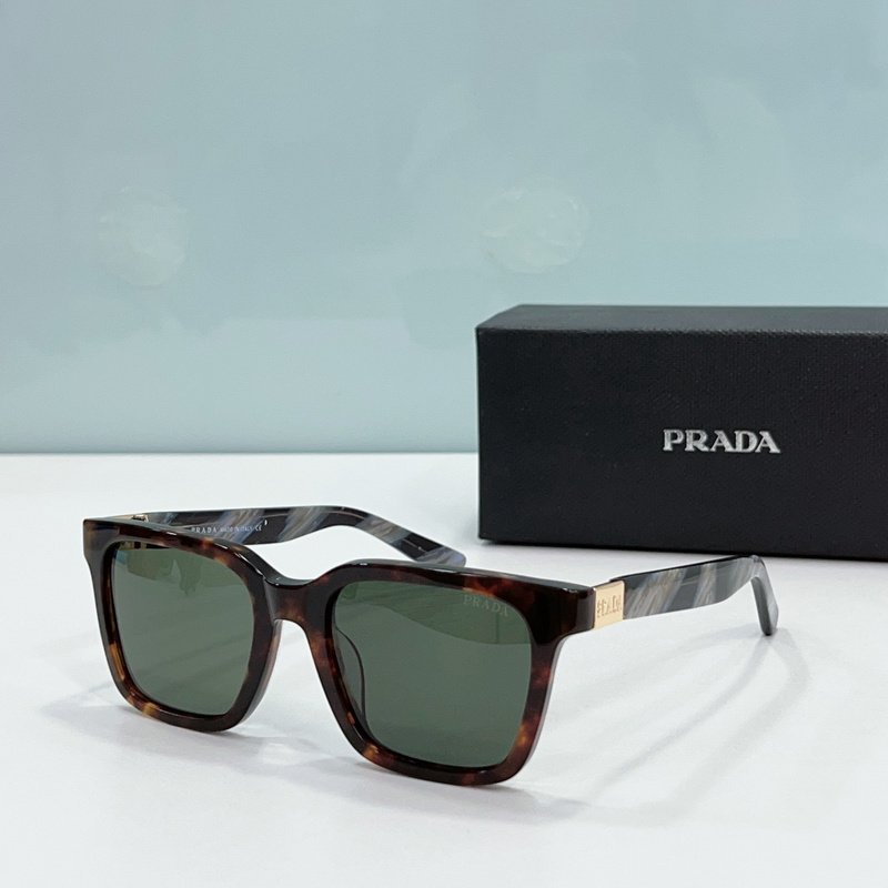 Солнцезащитные очки Prada Frame With Small Gold Rectangle "Brown/Green" фото № 3