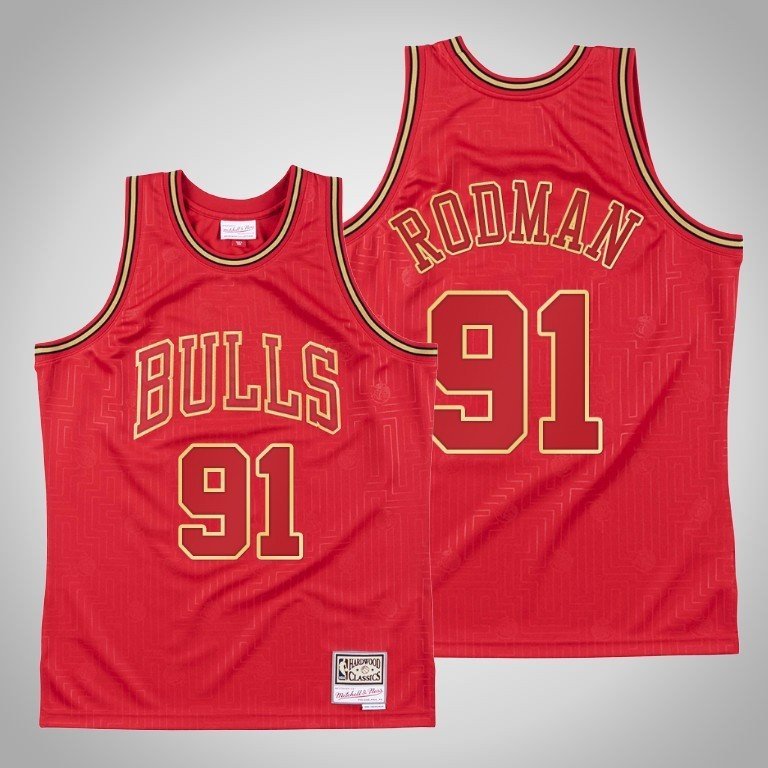 Баскетбольная Джерси NBA Chicago Bulls №91 Dennis Rodman "Red" фото № 2