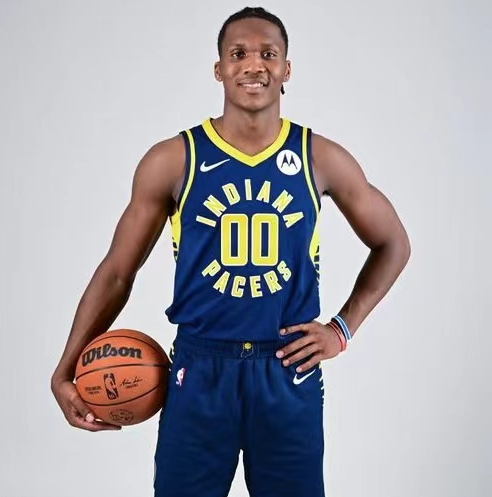 Баскетбольная Джерси Nike Indiana Pacers 22-23 №00 Bennedict Mathurin "Blue/Black" фото № 2