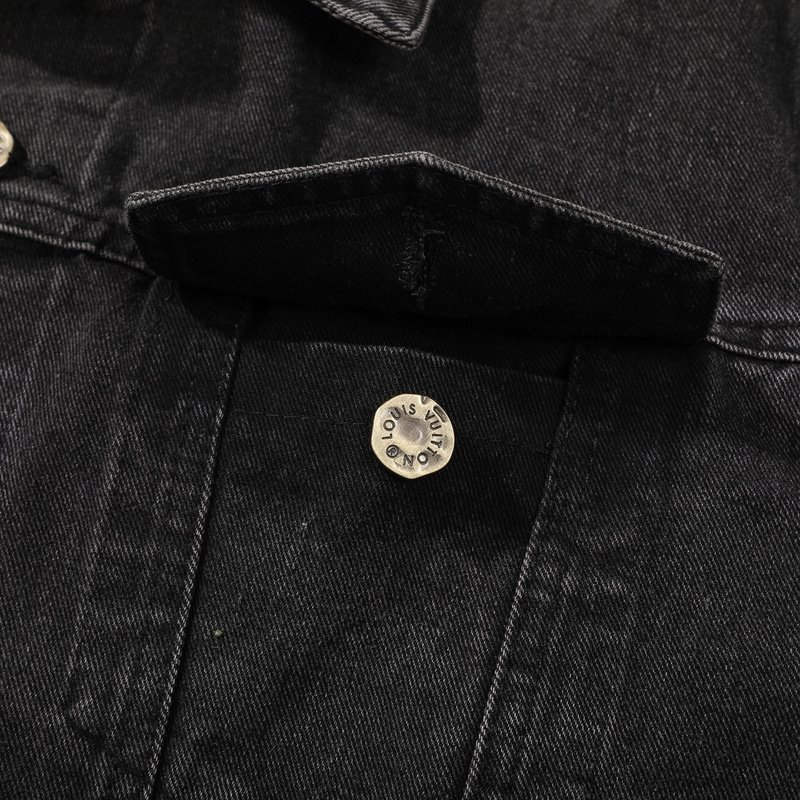 Джинсовая Куртка Louis Vuitton With Logo Print On Half "Black/Gray" фото № 2