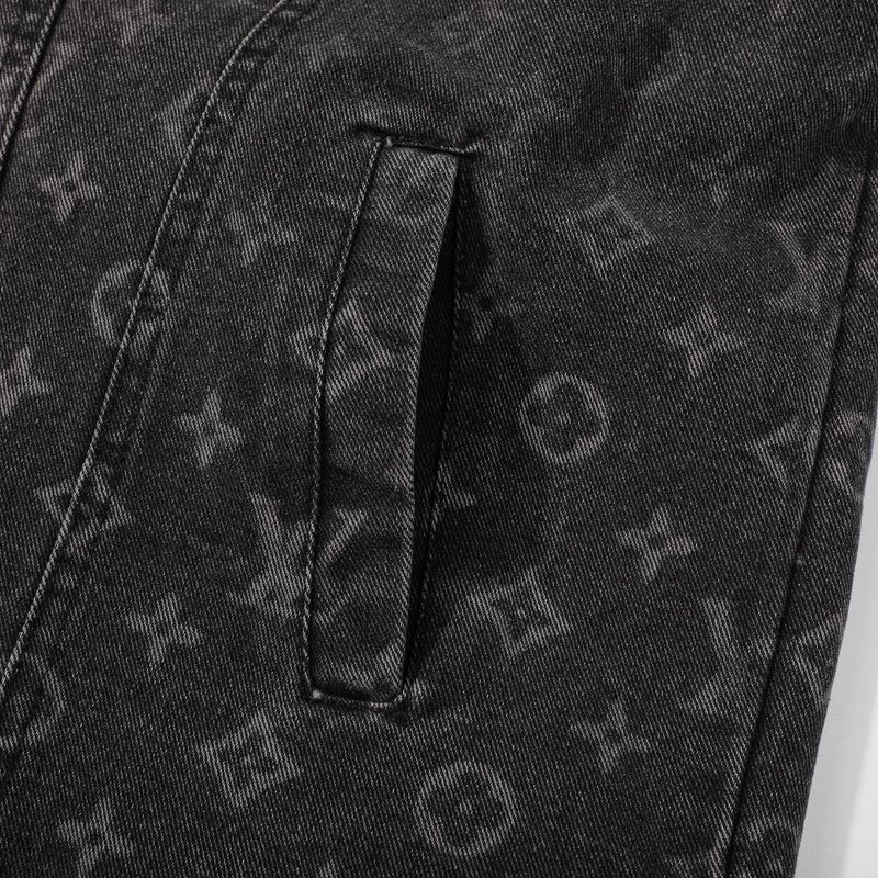 Джинсовая Куртка Louis Vuitton With Logo Print On Half "Black/Gray" фото № 4