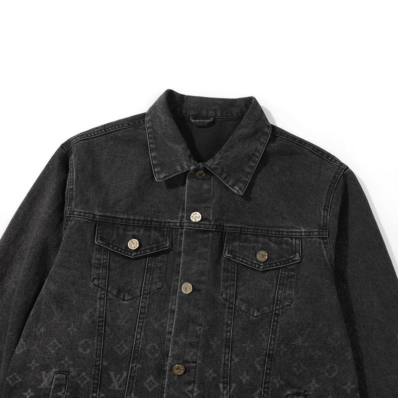 Джинсовая Куртка Louis Vuitton With Logo Print On Half "Black/Gray" фото № 7