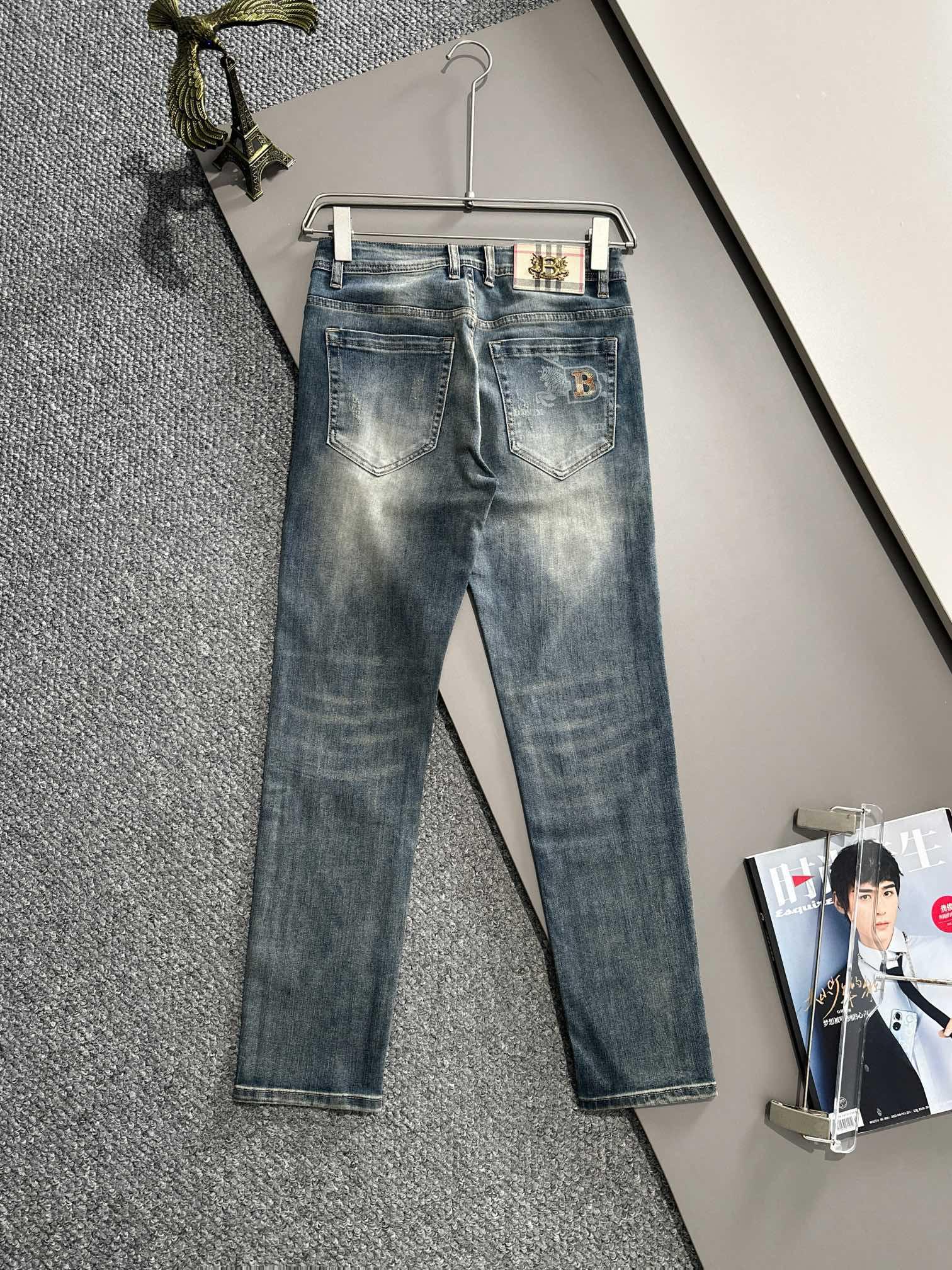 Джинсы Burberry Backside Stripe Gold Logo BT And Two Horses "Blue" фото № 6