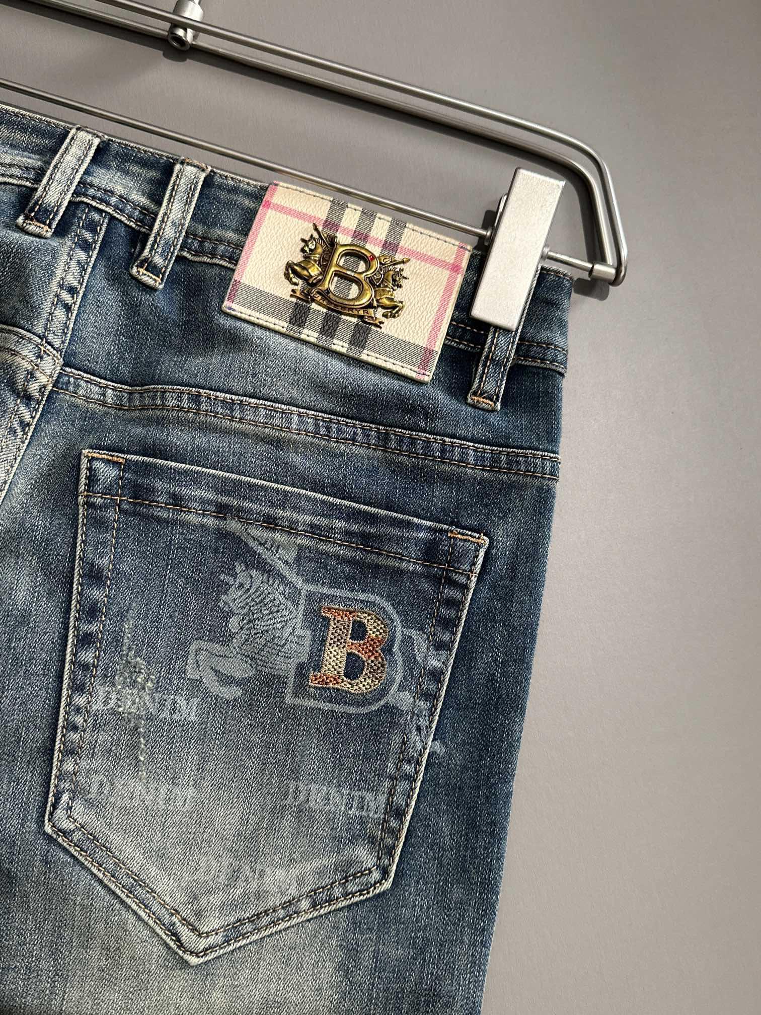 Джинсы Burberry Backside Stripe Gold Logo BT And Two Horses "Blue" фото № 5