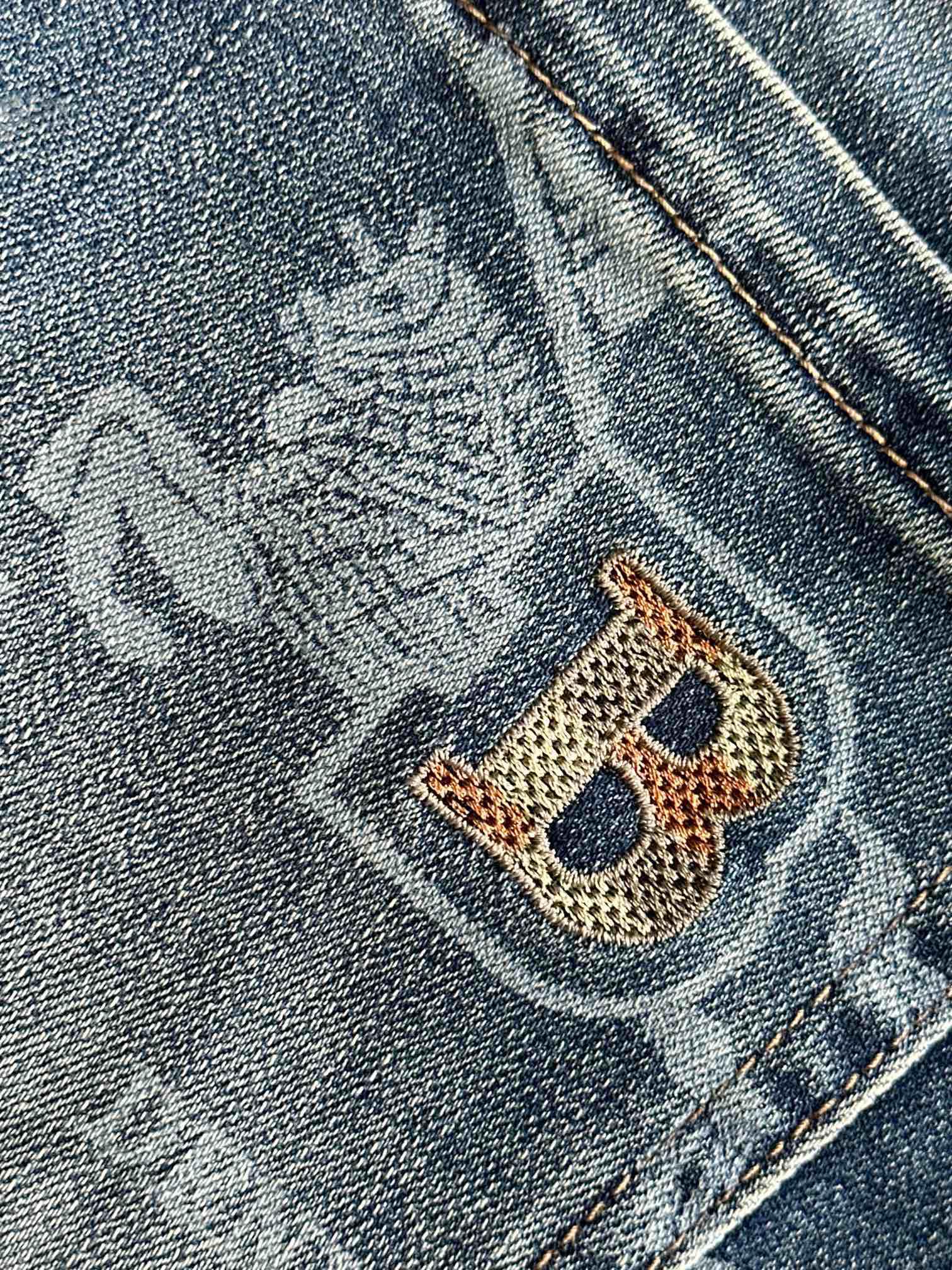 Джинсы Burberry Backside Stripe Gold Logo BT And Two Horses "Blue" фото № 4