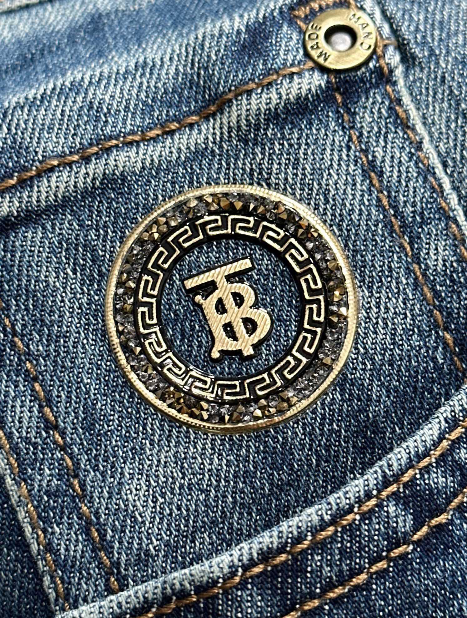 Джинсы Burberry Frontside Silver Logo BT Brown Stripe Burberry "Blue" фото № 5