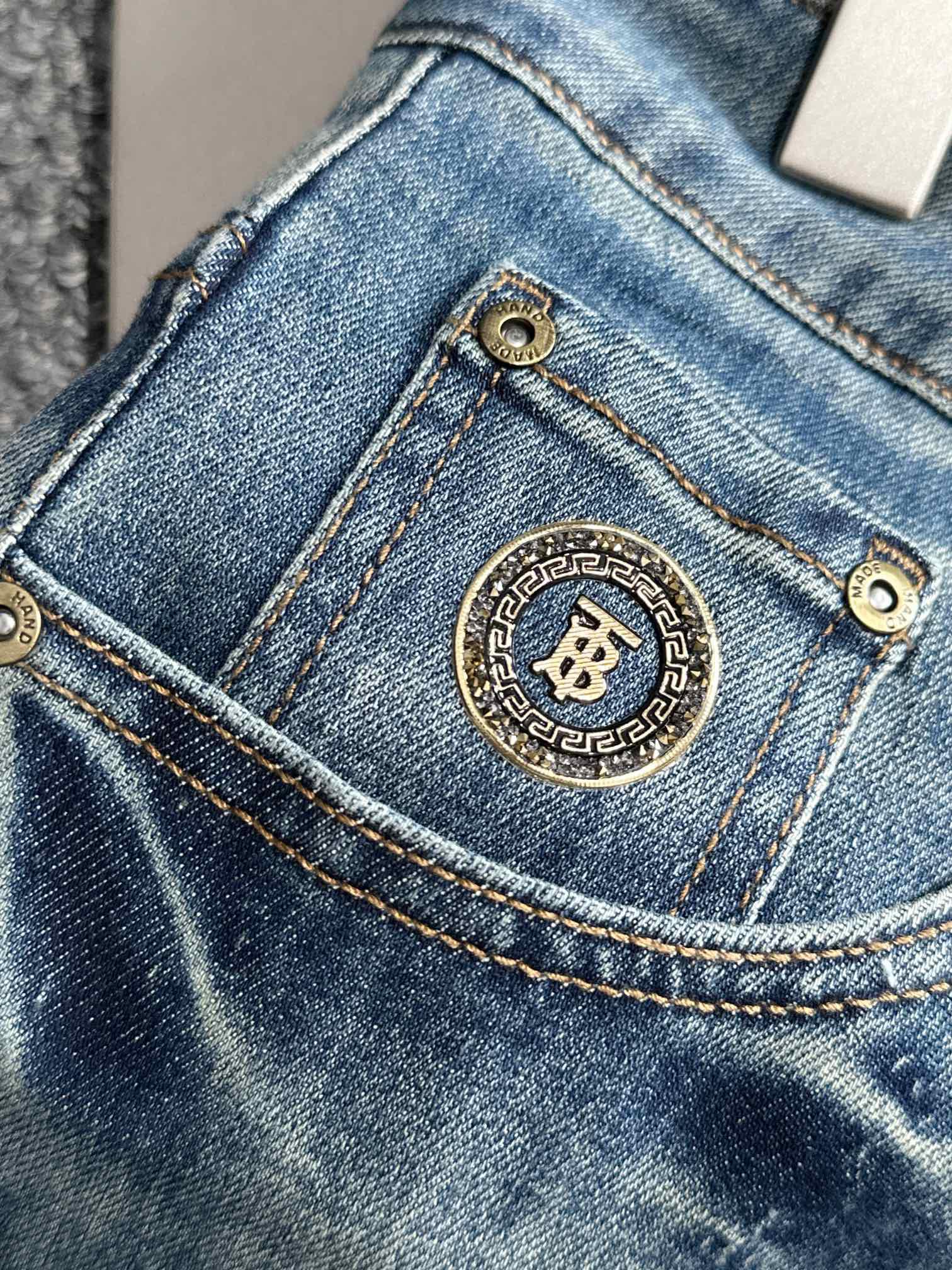 Джинсы Burberry Frontside Silver Logo BT Brown Stripe Burberry "Blue" фото № 3