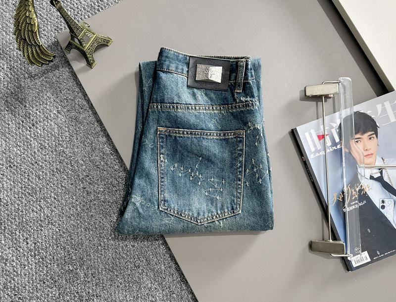 Джинсы Christian Dior Backside Gray Stripe Silver Insect "Blue" фото № 2