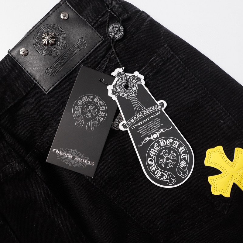 Джинсы Chrome Hearts With Yellow Cross Patch "Black" фото № 5
