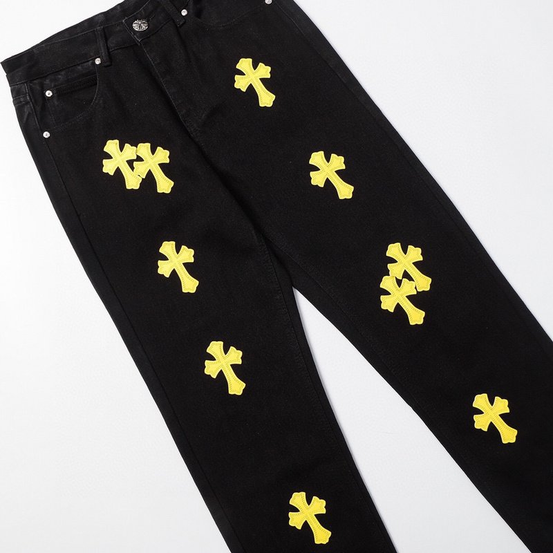 Джинсы Chrome Hearts With Yellow Cross Patch "Black" фото № 7