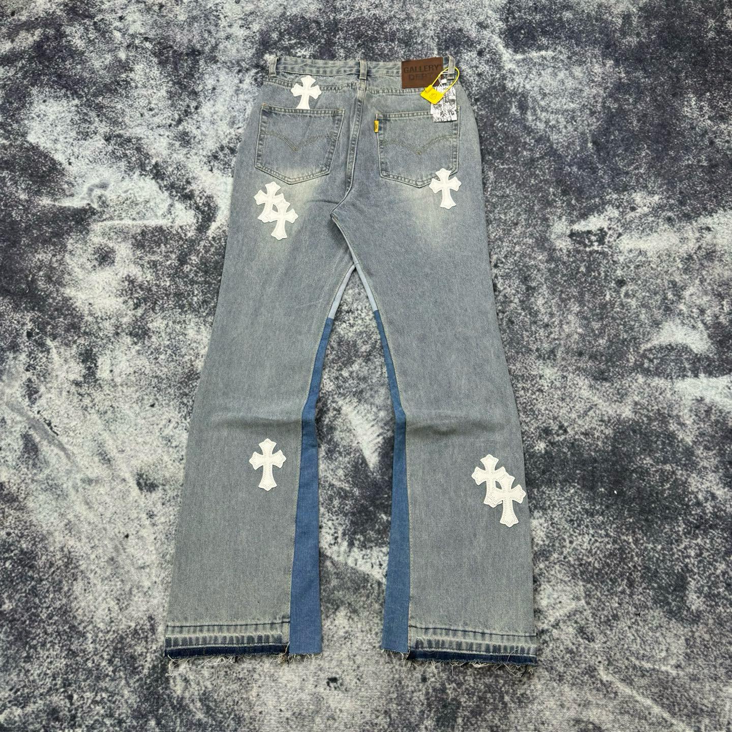 Джинсы Gallery Dept x Chrome Hearts White Cross "Gray Denim" фото № 6