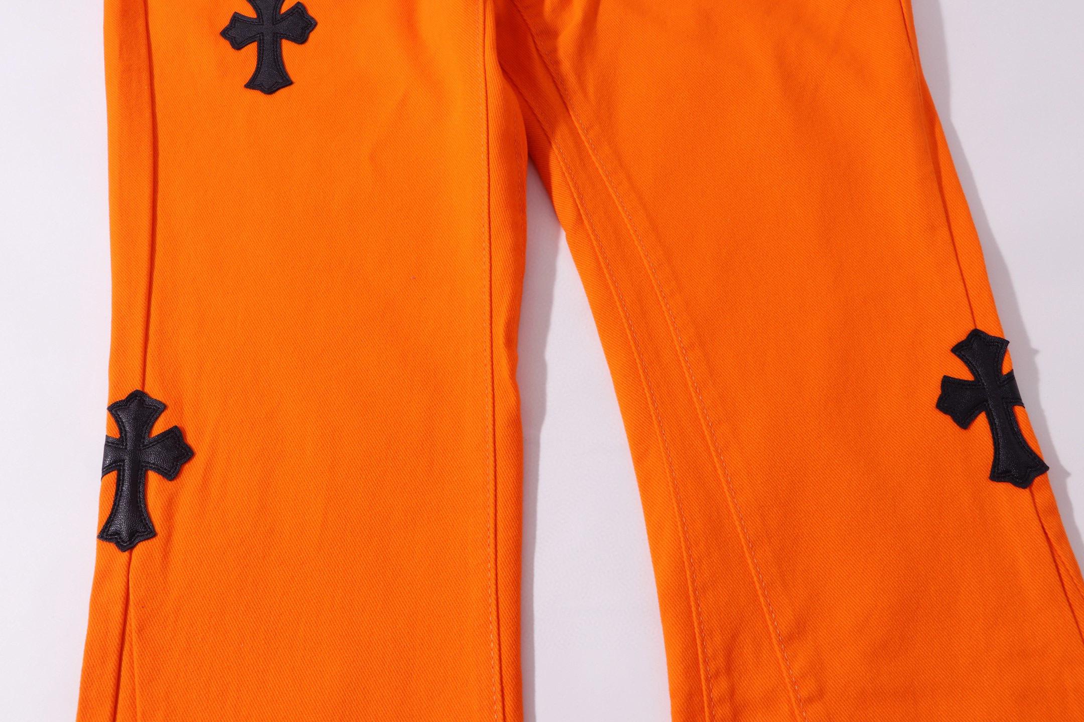 Джинсы Gallery Dept x Chrome Hearts Black Cross "Orange Denim" фото № 6