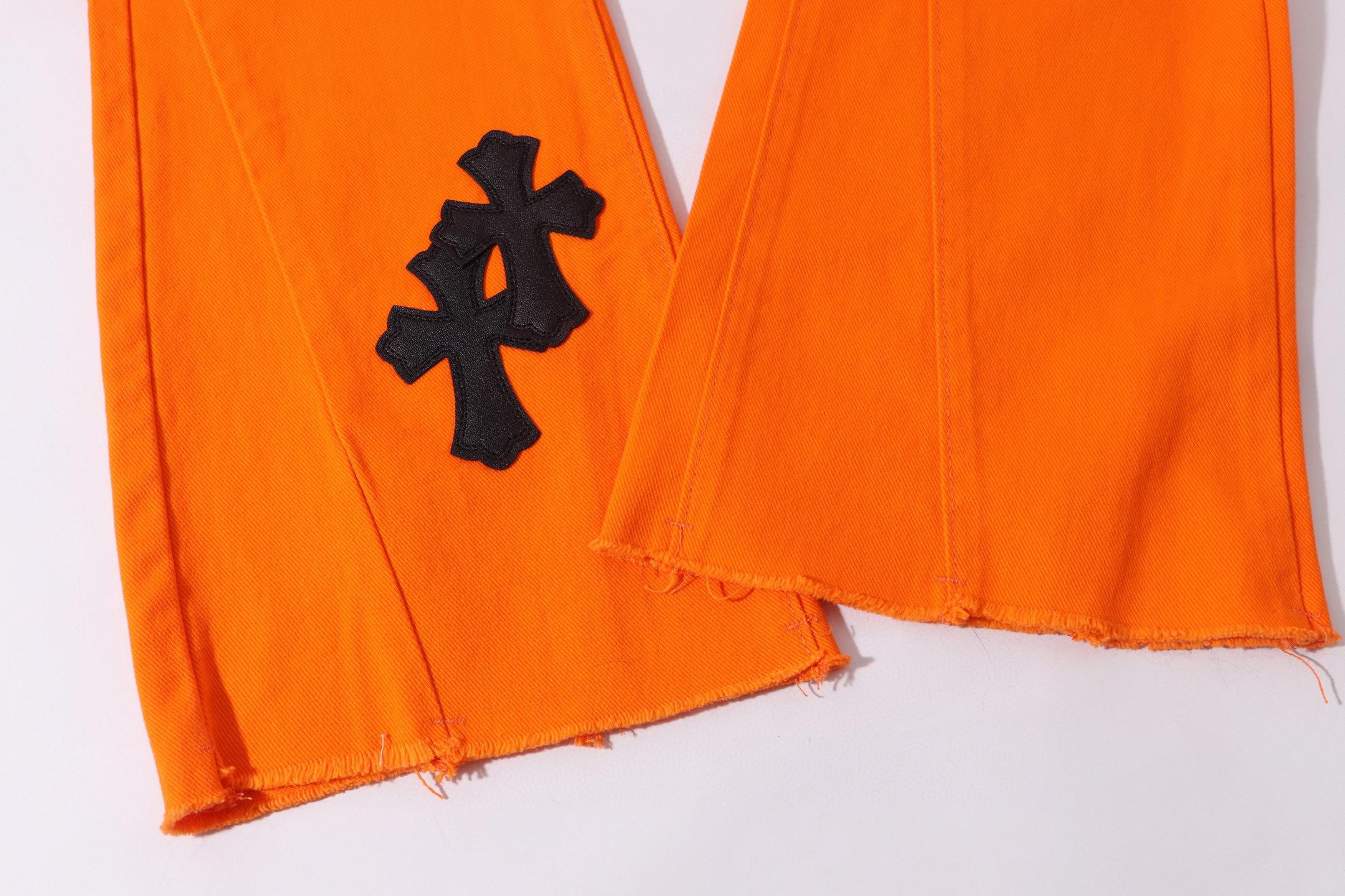 Джинсы Gallery Dept x Chrome Hearts Black Cross "Orange Denim" фото № 5