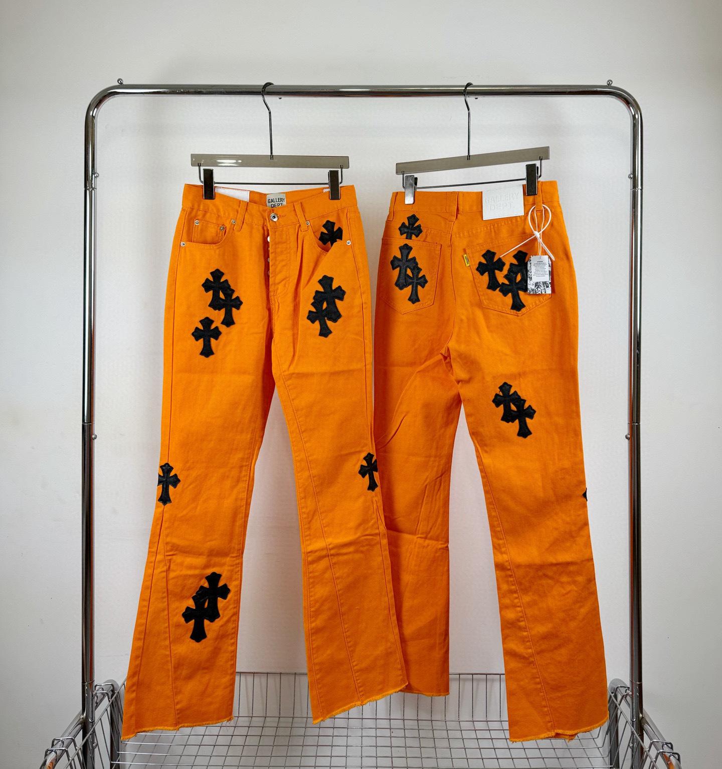 Джинсы Gallery Dept x Chrome Hearts Black Cross "Orange Denim" фото № 7