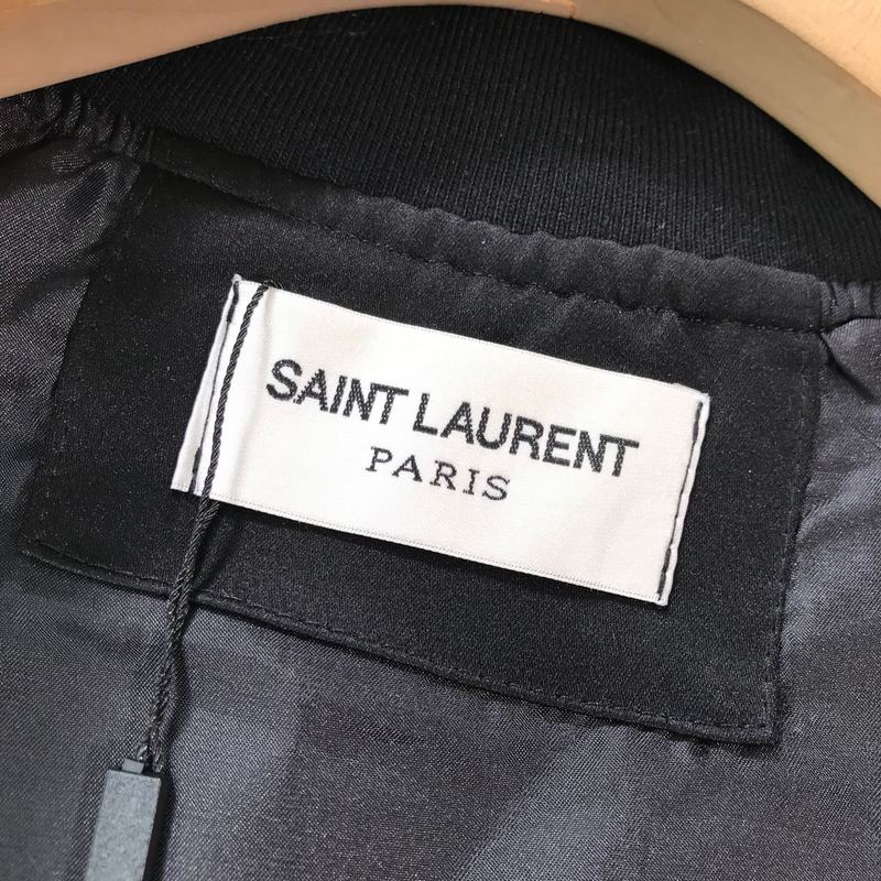 Бомбер Saint Laurent With Diamonds On The Logo "Black/Cream" фото № 4