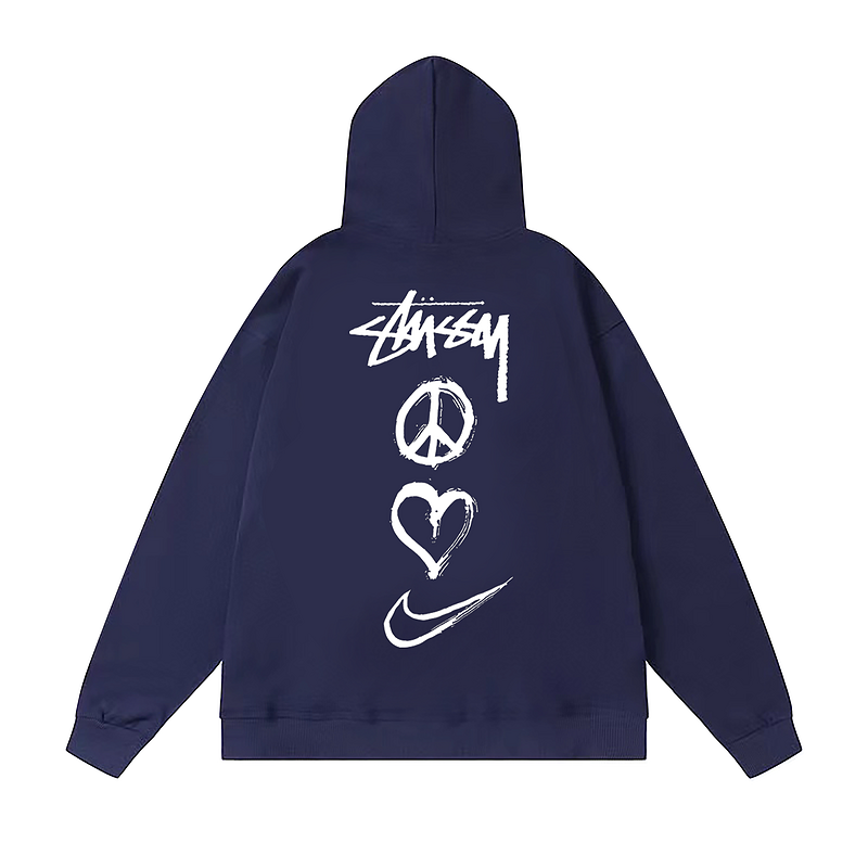Худи Stussy X Nike Three Emblems "Blue" фото № 2