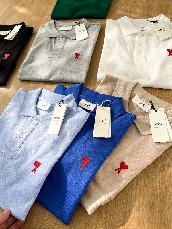 Поло Amiri Red Logo "Blue/White" фото № 2