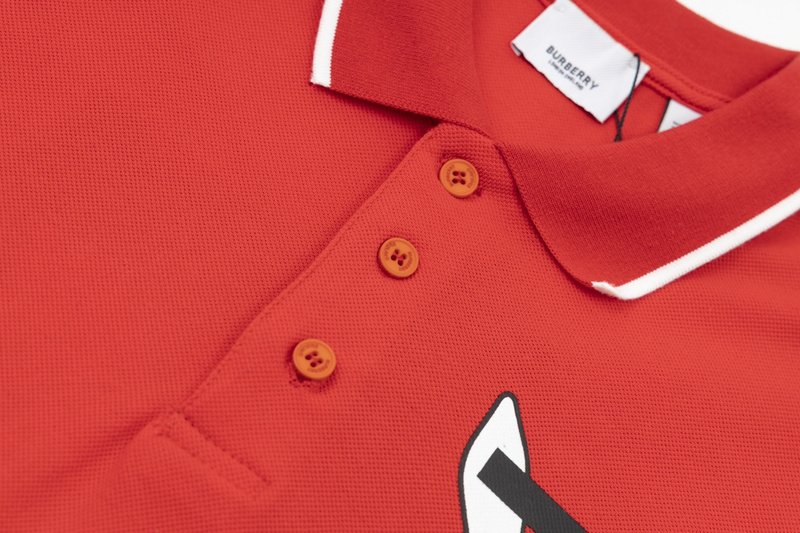 Поло Burberry Black And White Logo "Red" фото № 2