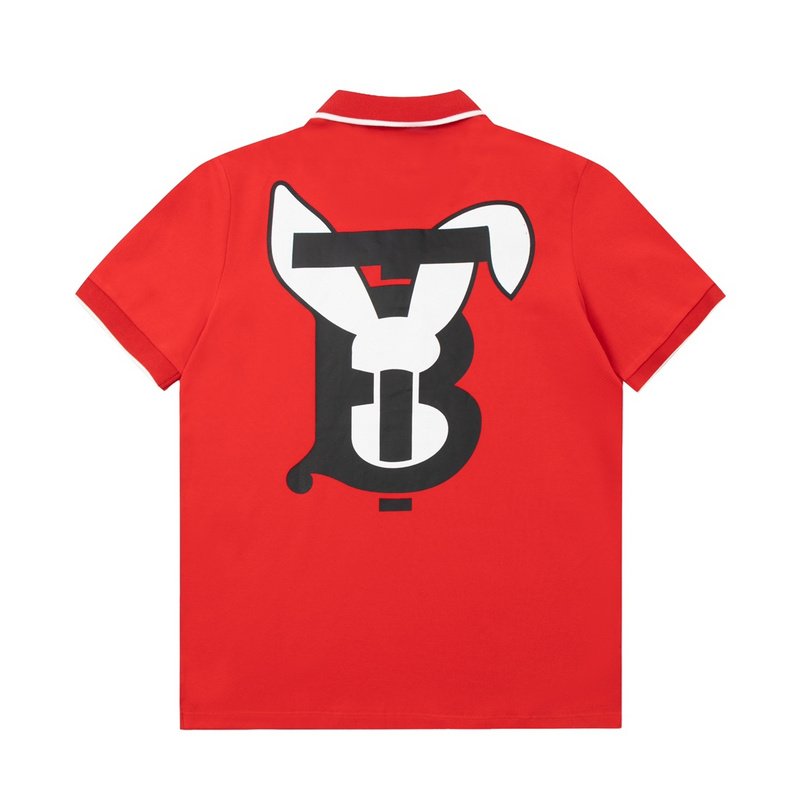 Поло Burberry Black And White Logo "Red" фото № 3