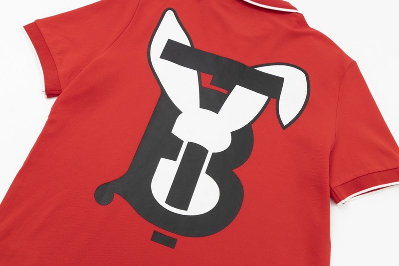 Поло Burberry Black And White Logo "Red" фото № 5