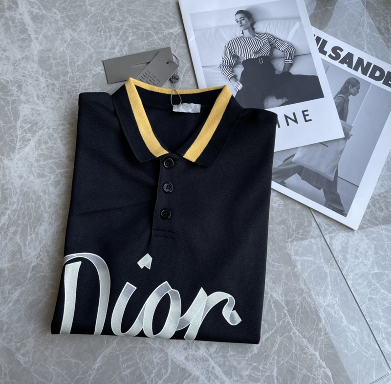 Поло Dior Yellow collar "Black" фото № 3