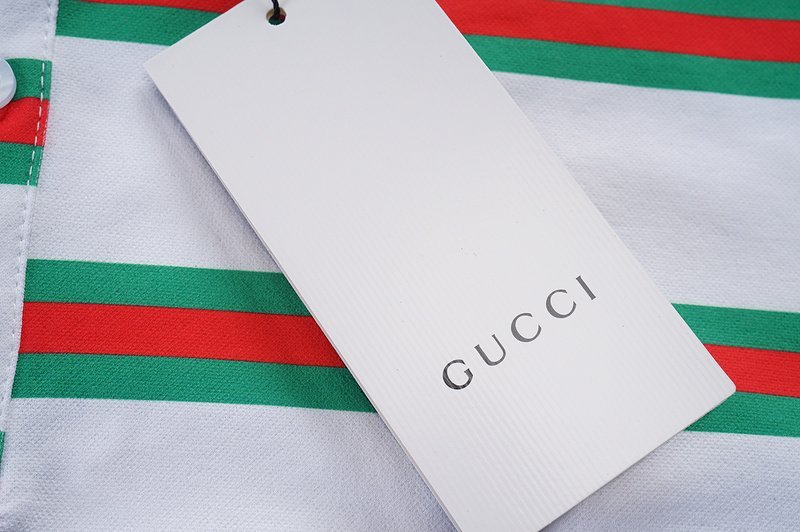 Поло Gucci Striped - Brand Print "White" фото № 3