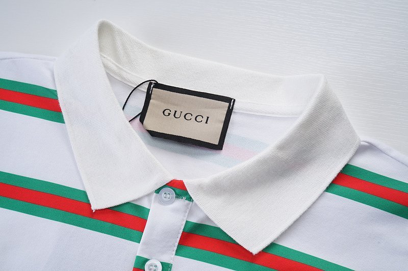 Поло Gucci Striped - Brand Print "White" фото № 7